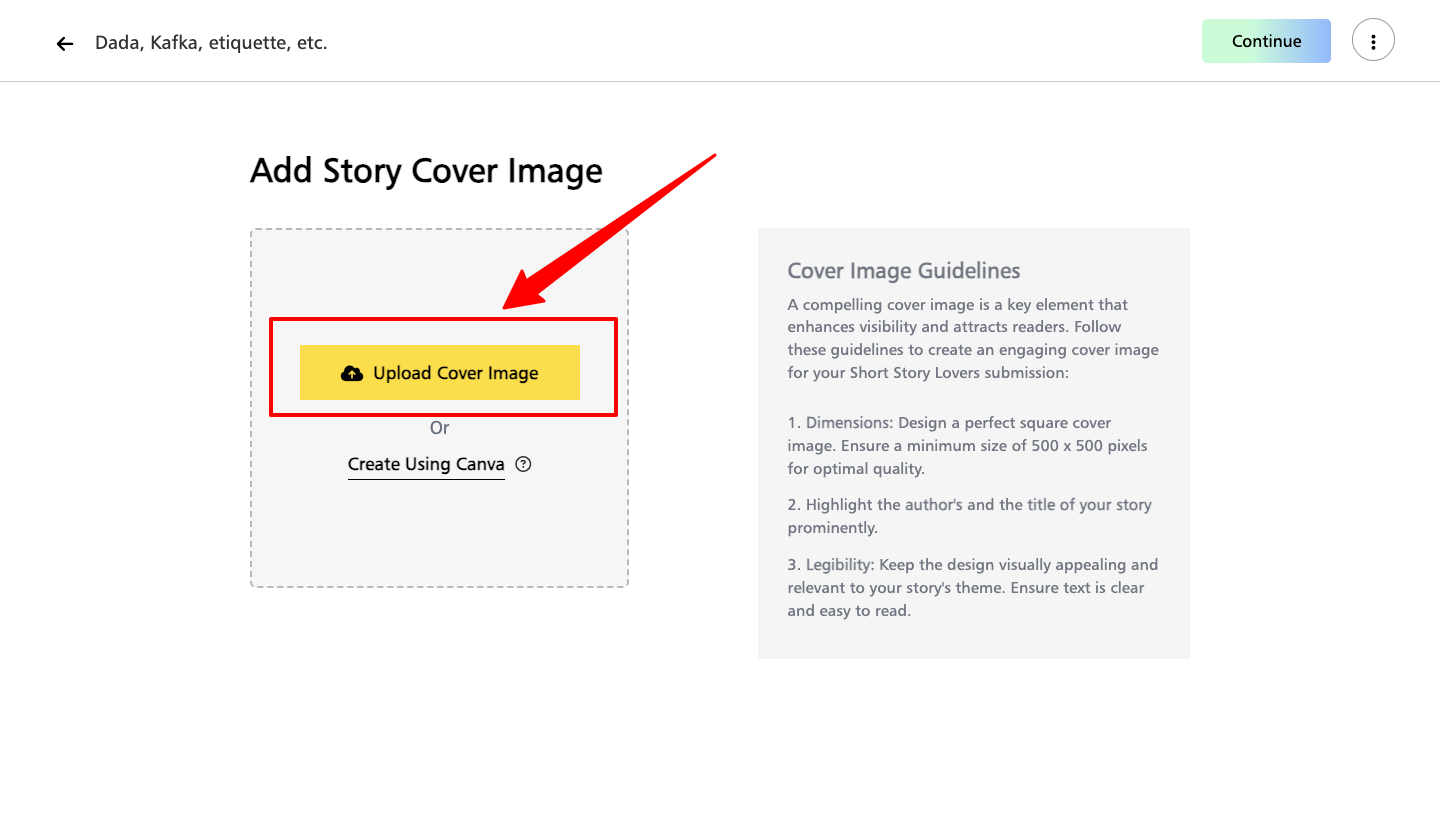 Add Story Cover Image | Short Story Lovers